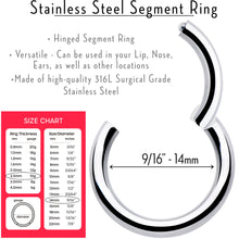 Load image into Gallery viewer, 10G 9/16 316L Surgical Steel Precision Hinged Segment Hoop
