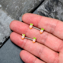 将图片加载到图库查看器，14G 9/16 Surprise Carrot Easter Bunny Barbell Nipple Ring Set
