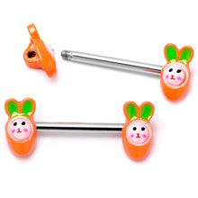 将图片加载到图库查看器，14G 9/16 Surprise Carrot Easter Bunny Barbell Nipple Ring Set

