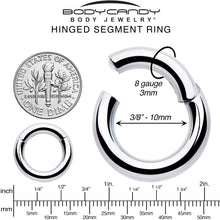将图片加载到图库查看器，8G 3/8 316L Surgical Steel Precision Hinged Segment Hoop
