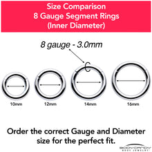 Load image into Gallery viewer, 8G 5/8 316L Surgical Steel Precision Hinged Segment Hoop

