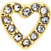 Load image into Gallery viewer, 20G 7mm Clear Gem Golden Hollow Paved Heart L Shape Nose Ring
