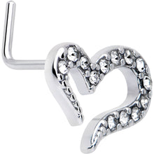 将图片加载到图库查看器，20G 7mm Clear Gem Stylized Heart L Shape Nose Ring
