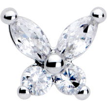 将图片加载到图库查看器，20G 7mm Clear CZ Gem Open Wing Butterfly L Shape Nose Ring
