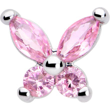 Load image into Gallery viewer, 20G 7mm Pink CZ Gem Open Wing Butterfly L Shape Nose Ring
