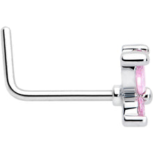 Load image into Gallery viewer, 20G 7mm Pink CZ Gem Open Wing Butterfly L Shape Nose Ring
