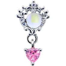 Load image into Gallery viewer, 20G 7mm Pink CZ Gem Heart Mystique Dangle L Shape Nose Ring
