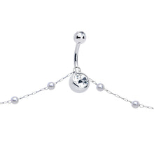 Load image into Gallery viewer, Clear CZ Gem Innocent Glam Faux Pearl Belly Ring Belly Chain
