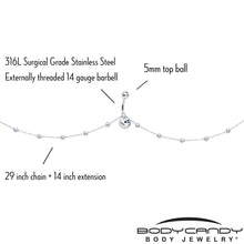 Load image into Gallery viewer, Clear CZ Gem Innocent Glam Faux Pearl Belly Ring Belly Chain
