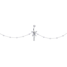 Load image into Gallery viewer, Clear CZ Gem Glam Butterfly Faux Pearl Dangle Belly Ring Belly Chain
