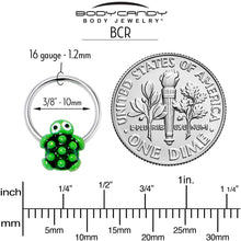 将图片加载到图库查看器，16G 3/8 Texture Turtle BCR Captive Ring
