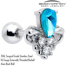 Load image into Gallery viewer, 16G 1/4 Blue Gem Style Simplicity Cartilage Tragus Earring
