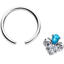 Load image into Gallery viewer, 16G 3/8 Blue Gem Style Simplicity BCR Captive Ring
