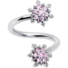 将图片加载到图库查看器，Pink CZ Gem Glam Snowflake Spiral Twister Belly Ring
