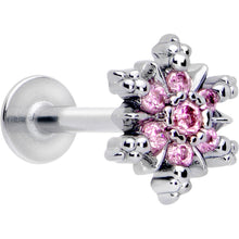 Load image into Gallery viewer, 16G 5/16 Pink CZ Gem Glam Snowflake Labret Monroe Tragus
