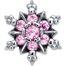 Load image into Gallery viewer, 16G 5/16 Pink CZ Gem Glam Snowflake Labret Monroe Tragus
