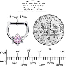 Load image into Gallery viewer, 16G 5/16 Pink CZ Gem Glam Snowflake Cartilage Clicker
