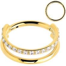 将图片加载到图库查看器，Titanium Double Hoop Hinged Segment Ring Micro Gem -16G 5/16
