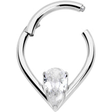 将图片加载到图库查看器，16G CZ Stainless Steel Hinged Segment Ring with Gem Teardrop
