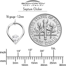 将图片加载到图库查看器，16G CZ Stainless Steel Hinged Segment Ring with Gem Teardrop
