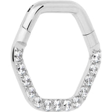 将图片加载到图库查看器，16G 5/16 Clear CZ Gem Hexagon Shape Hinged Segment Ring
