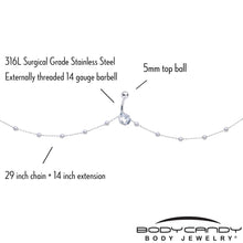 Load image into Gallery viewer, Clear CZ Gem Simple Elegance Faux Pearl Belly Ring Belly Chain
