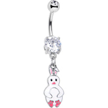 将图片加载到图库查看器，Clear Gem Bunny White Rabbit Dangle Belly Ring
