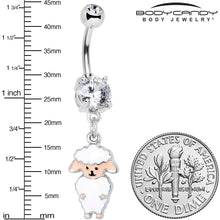 Load image into Gallery viewer, Clear Gem Sweetheart Sheep Dangle Belly Ring
