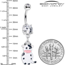 将图片加载到图库查看器，Clear Gem Moo Cow Cutie Dangle Belly Ring
