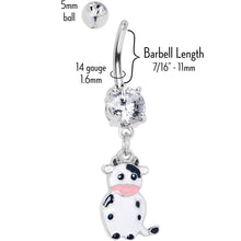 将图片加载到图库查看器，Clear Gem Moo Cow Cutie Dangle Belly Ring
