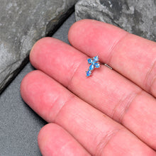 Load image into Gallery viewer, 20G 7mm Blue CZ Gem Classic Cross L Shape Nose Ring
