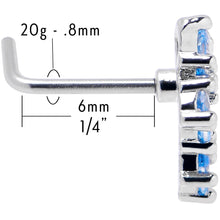 Load image into Gallery viewer, 20G 7mm Blue CZ Gem Classic Cross L Shape Nose Ring

