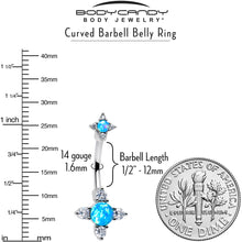 Load image into Gallery viewer, Blue Synthetic Opal Rhombus Star Double Mount Belly Ring
