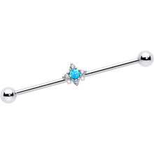 将图片加载到图库查看器，14G Blue Synthetic Opal Rhombus Star Industrial Barbell 38mm
