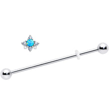 将图片加载到图库查看器，14G Blue Synthetic Opal Rhombus Star Industrial Barbell 38mm
