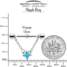 Load image into Gallery viewer, 14G 9/16 Blue Synthetic Opal Rhombus Star Dangle Nipple Ring Set
