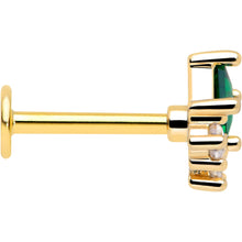 Load image into Gallery viewer, 16G 5/16 Green CZ Gem Gold Tone Rhombus Riot Flatback Stud
