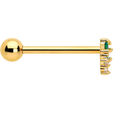 Load image into Gallery viewer, Green CZ Gem Gold Tone Rhombus Riot Barbell Tongue Ring
