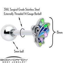 将图片加载到图库查看器，Pastel Profile Butterfly Barbell Tongue Ring
