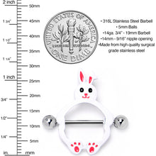 将图片加载到图库查看器，14G 9/16 Bunny White Rabbit Nipple Shield Set
