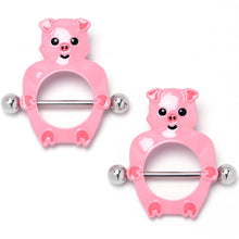 Load image into Gallery viewer, 14G 9/16 Happy Pink Pigs Nipple Shield Set
