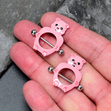 Load image into Gallery viewer, 14G 9/16 Happy Pink Pigs Nipple Shield Set
