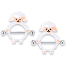Load image into Gallery viewer, 14G 9/16 Sweetheart Sheep White Nipple Shield Set
