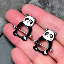 Load image into Gallery viewer, 14G 9/16 Panda Bear Black White Nipple Shield Set
