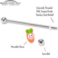 Load image into Gallery viewer, 14G Surprise Carrot Easter Bunny Industrial Barbell 38mm
