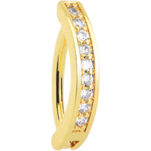 Load image into Gallery viewer, Clear CZ Gem Gold Tone Paved Row Perfection Hinged Hoop Belly Ring
