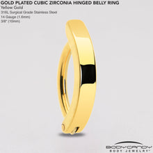 将图片加载到图库查看器，Gold Tone Smooth Simple Style Hinged Hoop Belly
