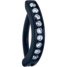 将图片加载到图库查看器，Clear CZ Gem Black Forward Facing Hinged Belly Hoop

