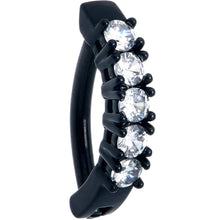 将图片加载到图库查看器，Clear CZ Gem Black Quintet Forward Facing Hinged Belly Hoop
