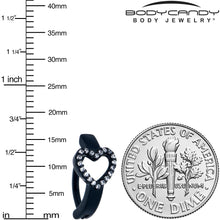 Load image into Gallery viewer, Clear CZ Gem Black Open Heart Forward Facing Hinged Belly Hoop
